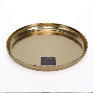 Bandeja Circular De Metal Dorada Az Home / 34 Cm