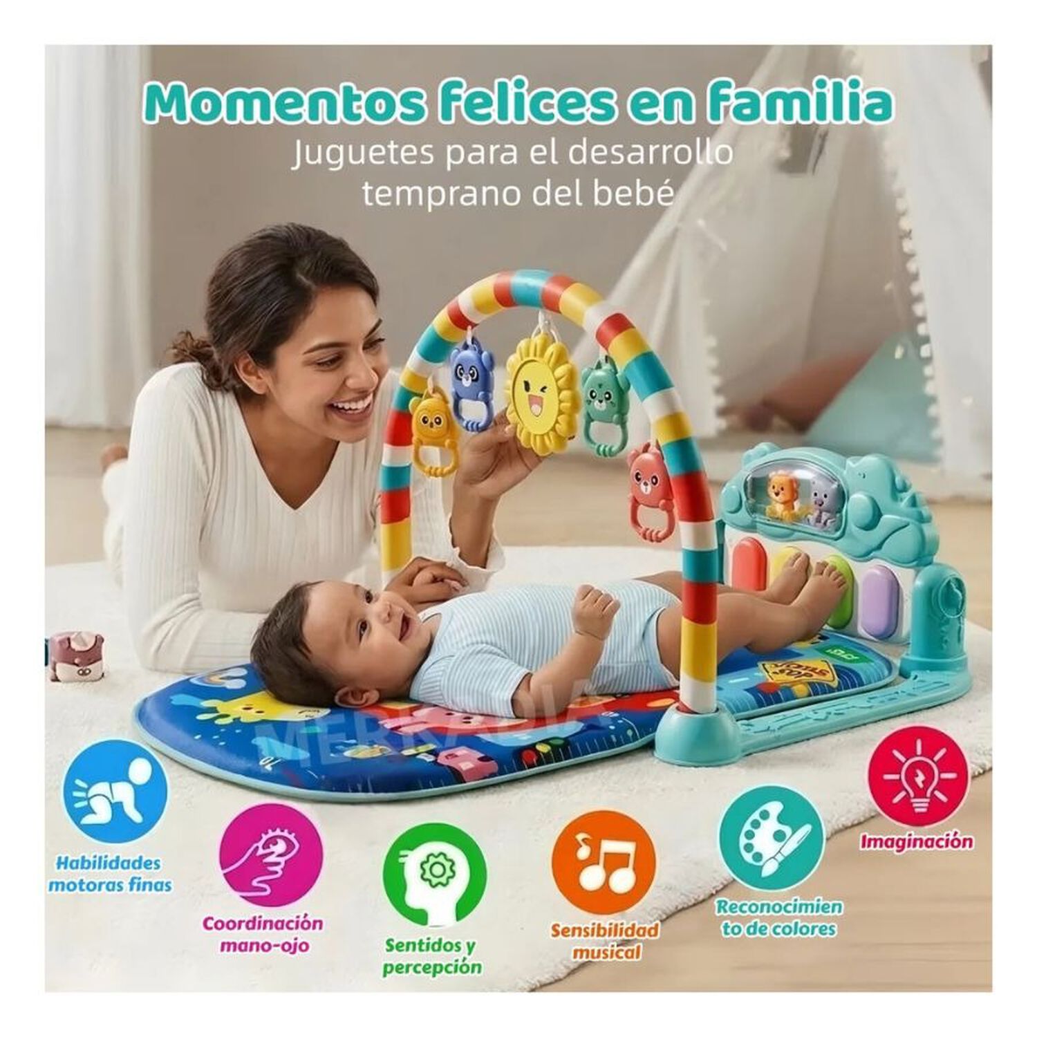 Gimnasio Para Beb&eacute; Con Piano Musical Y Juguetes Did&aacute;cticos image number 2.0