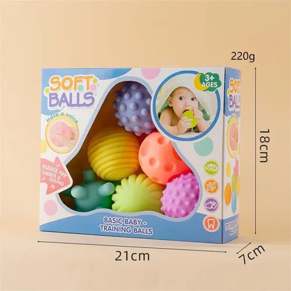 Set 6 Pelotas Estimulación Sensorial Para Bebés Texturizada image number 2.0