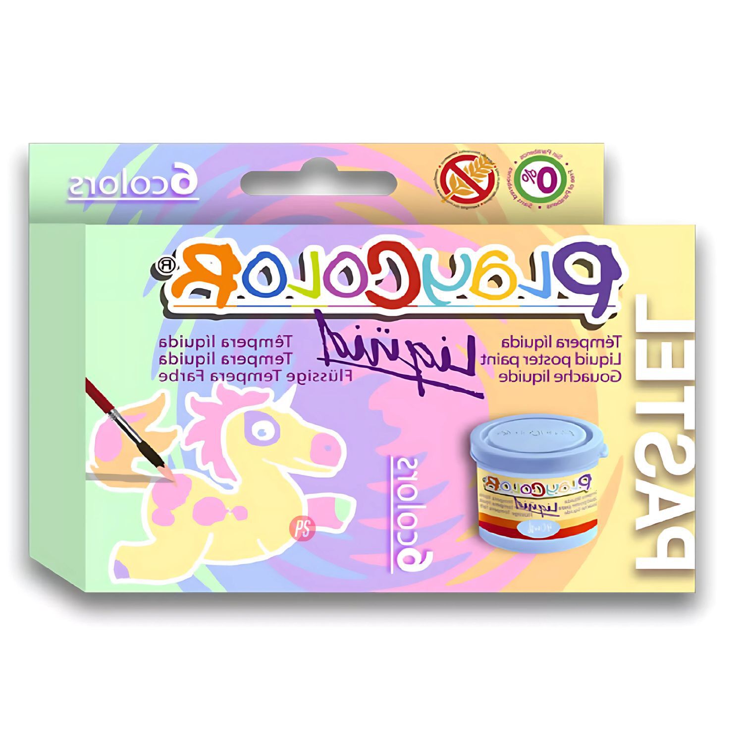Caja 6 Temperas L&iacute;quidas Pastel 40ml Colores Intensos - Ps image number 1.0