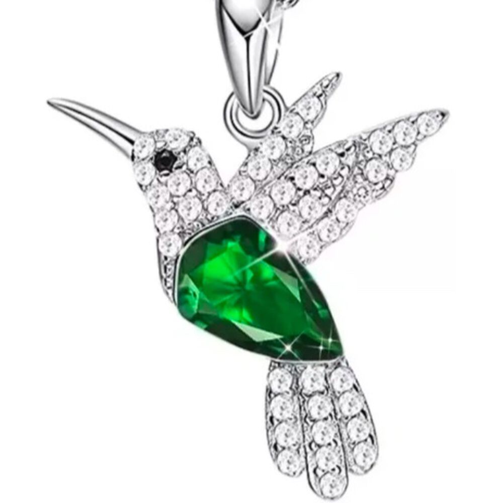 Collar Picaflor Plata Cristal Fino De Lujo image number 2.0