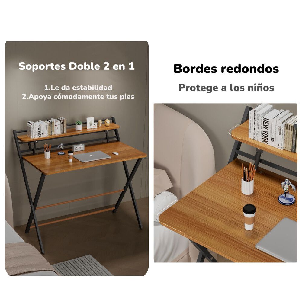 Escritorio Plegable 100x50x93cm Con Repisa By Lubabycas image number 1.0