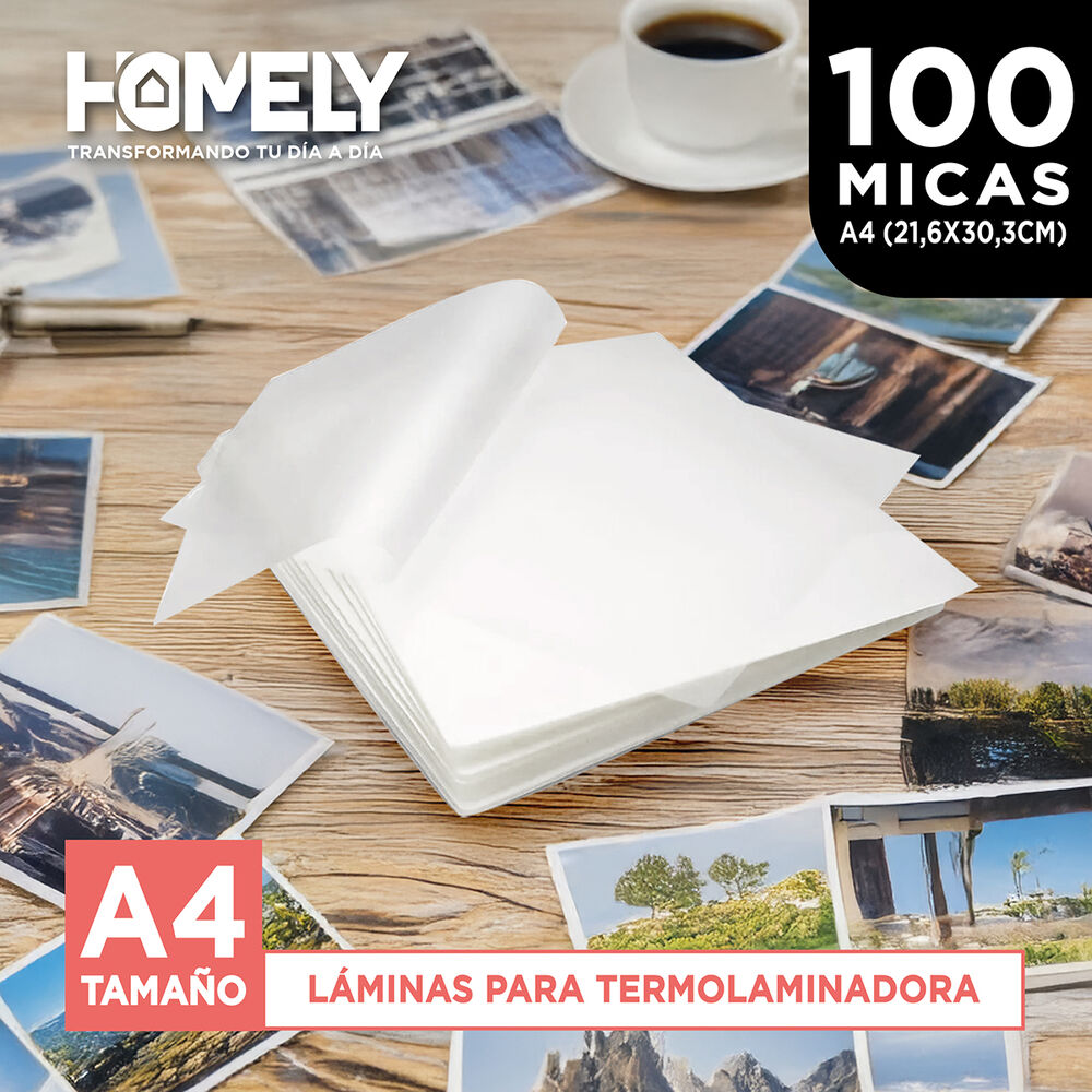 Láminas Termolaminadora A4 100 Micas Plastificadoras 22x30 image number 2.0