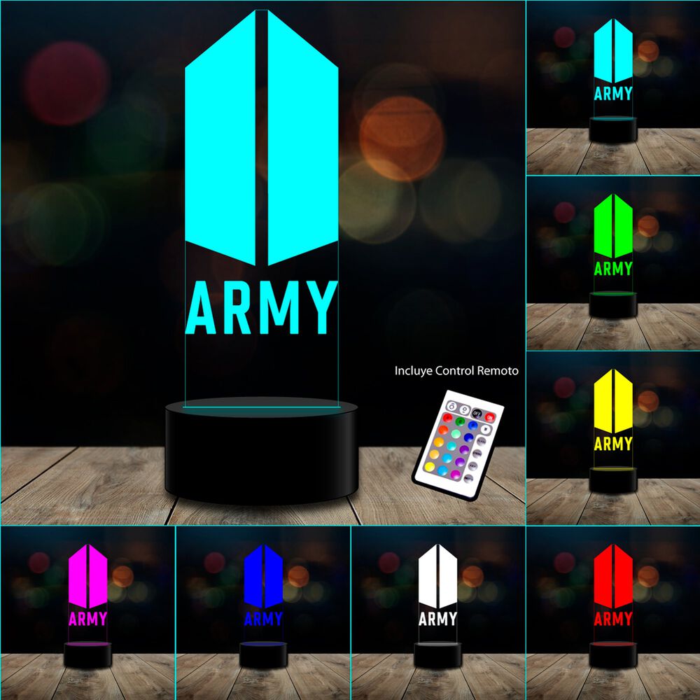 Lampara 3d Army Bts 16 Colores Intercam Control Remoto image number 2.0