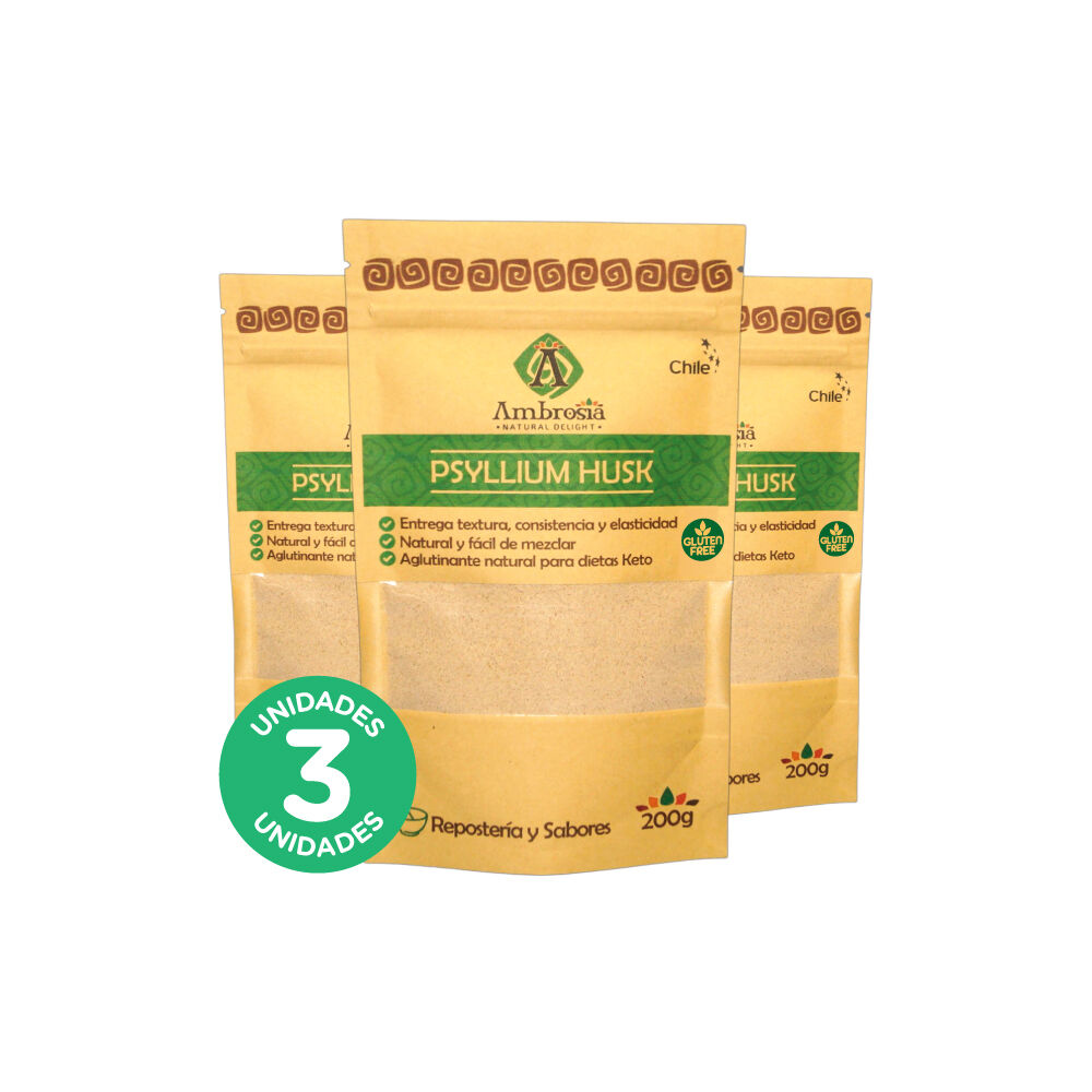 Pack 3, Psyllium Husk Vegano 200gr. image number 0.0