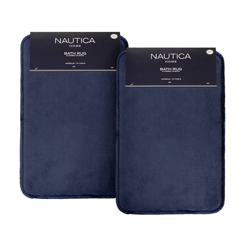 Pack 2 Alfombras De Ba&ntilde;o Nautica Home 40x60cm Flannel Antideslizante Azul image number 0.0