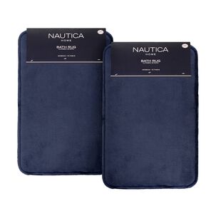 Pack 2 Alfombras De Ba&ntilde;o Nautica Home 40x60cm Flannel Antideslizante Azul