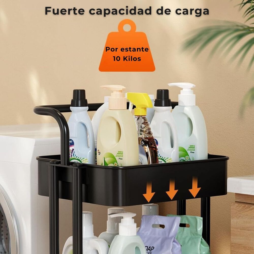 Carrito De Almacenamiento Organizador 3 Niveles Con Ruedas Color Negro image number 7.0