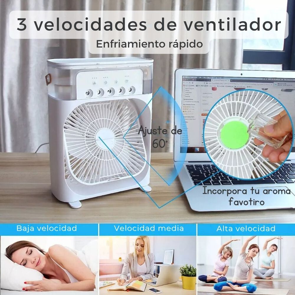 Climatizador Port&aacute;til Fr&iacute;o 4 En 1 Ventilador Humificador Enfriador Lampara Led 220v Usb image number 5.0