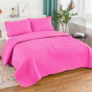 Cubrecama Quilt De Verano 2 Plazas Rosa