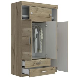 Closet 5 Puertas 2 Cajones Fm-003c Caf&eacute; Claro Y Blanco