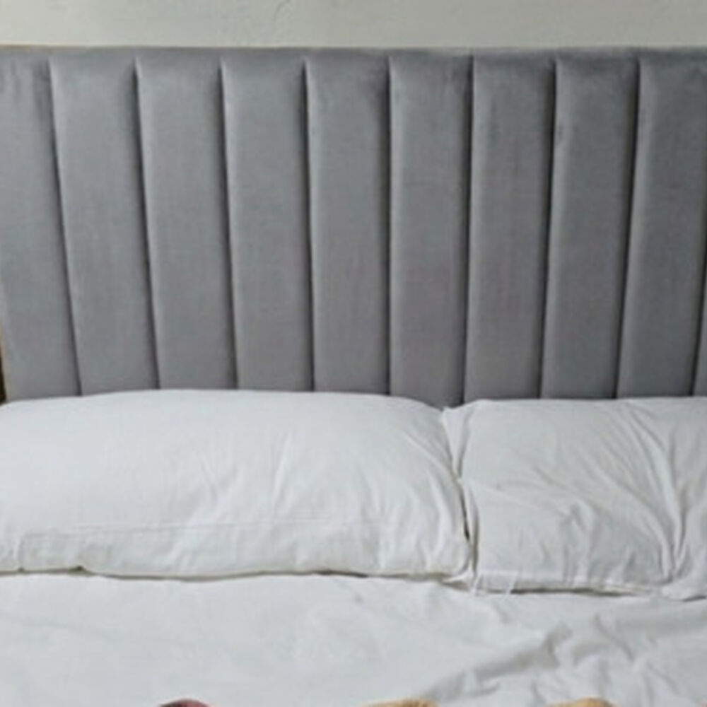Funda De Respaldo De Cama De 2 Plazas En Felpa Gris Zima image number 4.0