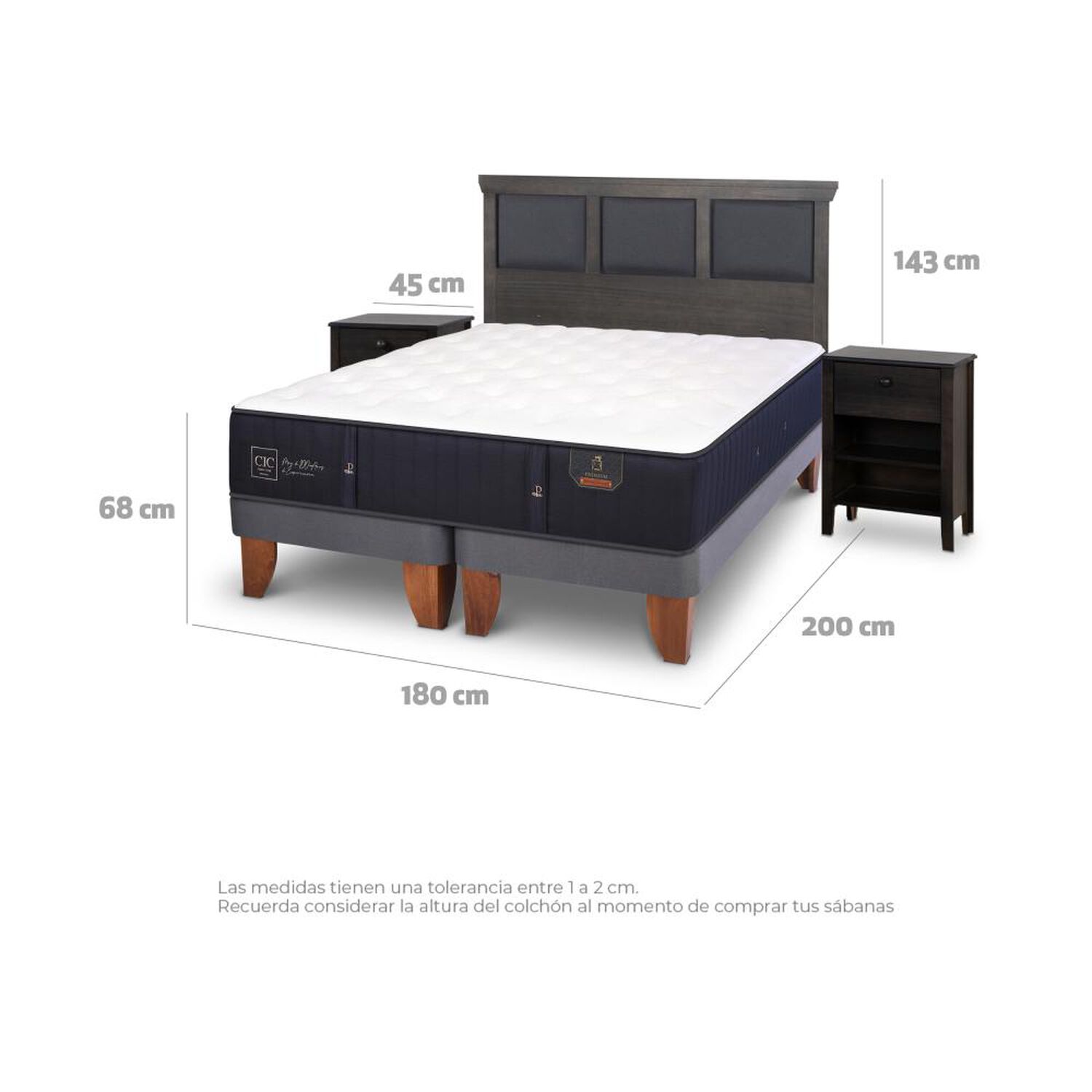 Cama Europea Cic Premium / King / Base Dividida + Set De Maderas image number 3.0