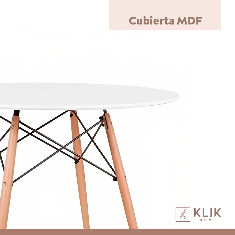 Comedor Mesa Eames Redonda Blanca 80cm + 4 Sillas Eames Negras image number 6.0