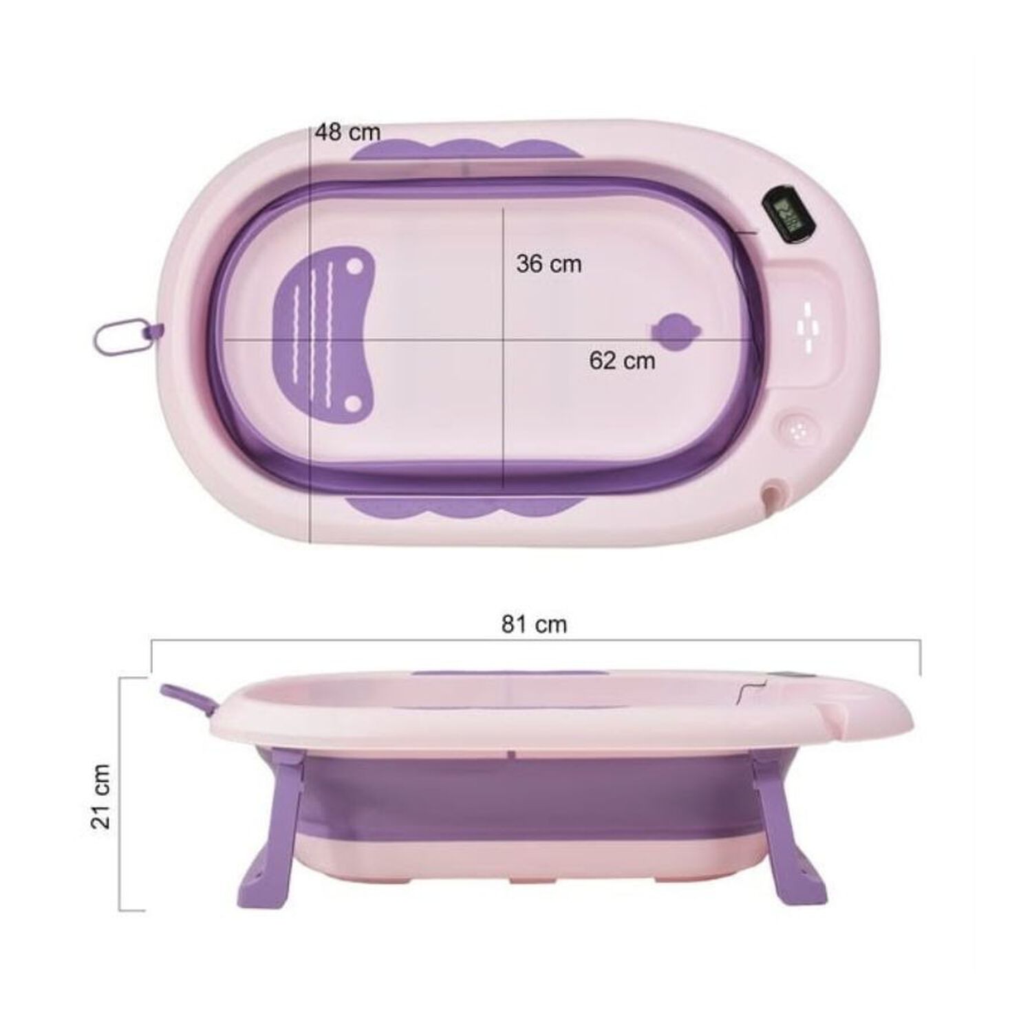 Tina Ba&ntilde;era Plegable Beb&eacute; Con Term&oacute;metro Y Coj&iacute;n Estrella Morado image number 2.0
