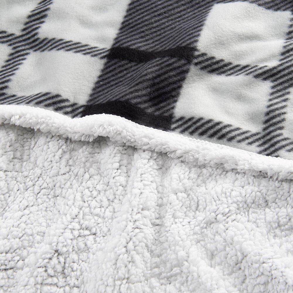 Frazada Polar-sherpa Estampada 1.5 Plazas Tartan Gris image number 1.0