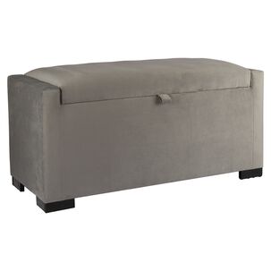Banqueta Con Baúl Leyzy Gris Felpa 40x55x105 Cm Máxima Design