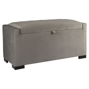 Banqueta Con Ba&uacute;l Leyzy Gris Felpa 40x55x105 Cm M&aacute;xima Design