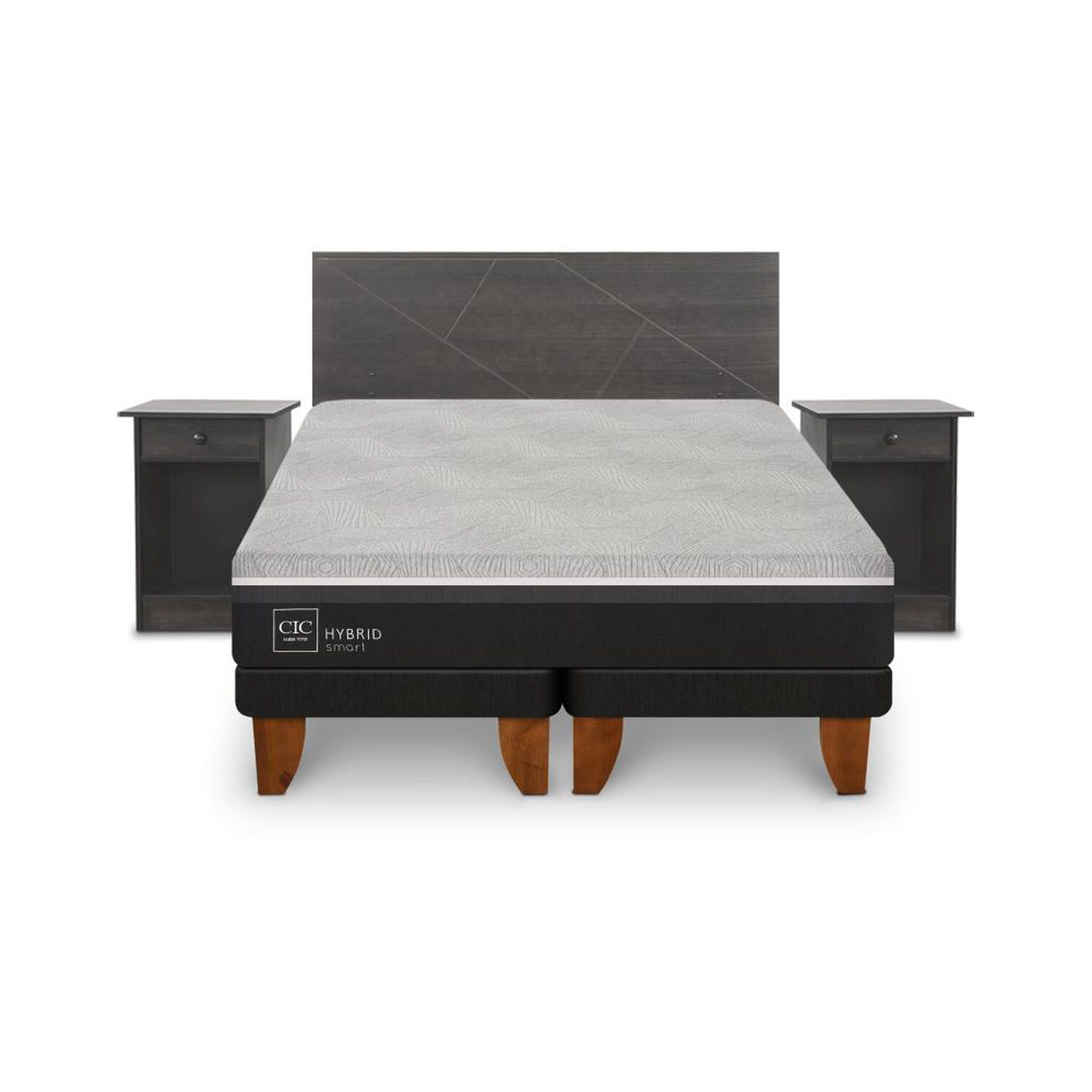 Cama Europea Cic Hybrid Smart / 2 Plazas / Base Dividida + Set De Maderas image number 0.0