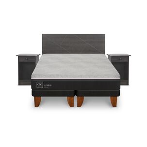 Cama Europea Cic Hybrid Smart / 2 Plazas / Base Dividida + Set De Maderas