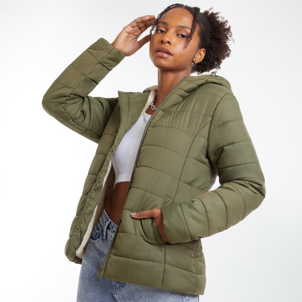 Parka Básica Interior Peludo Cuello Alto Con Capucha Mujer Rolly Go image number 2.0