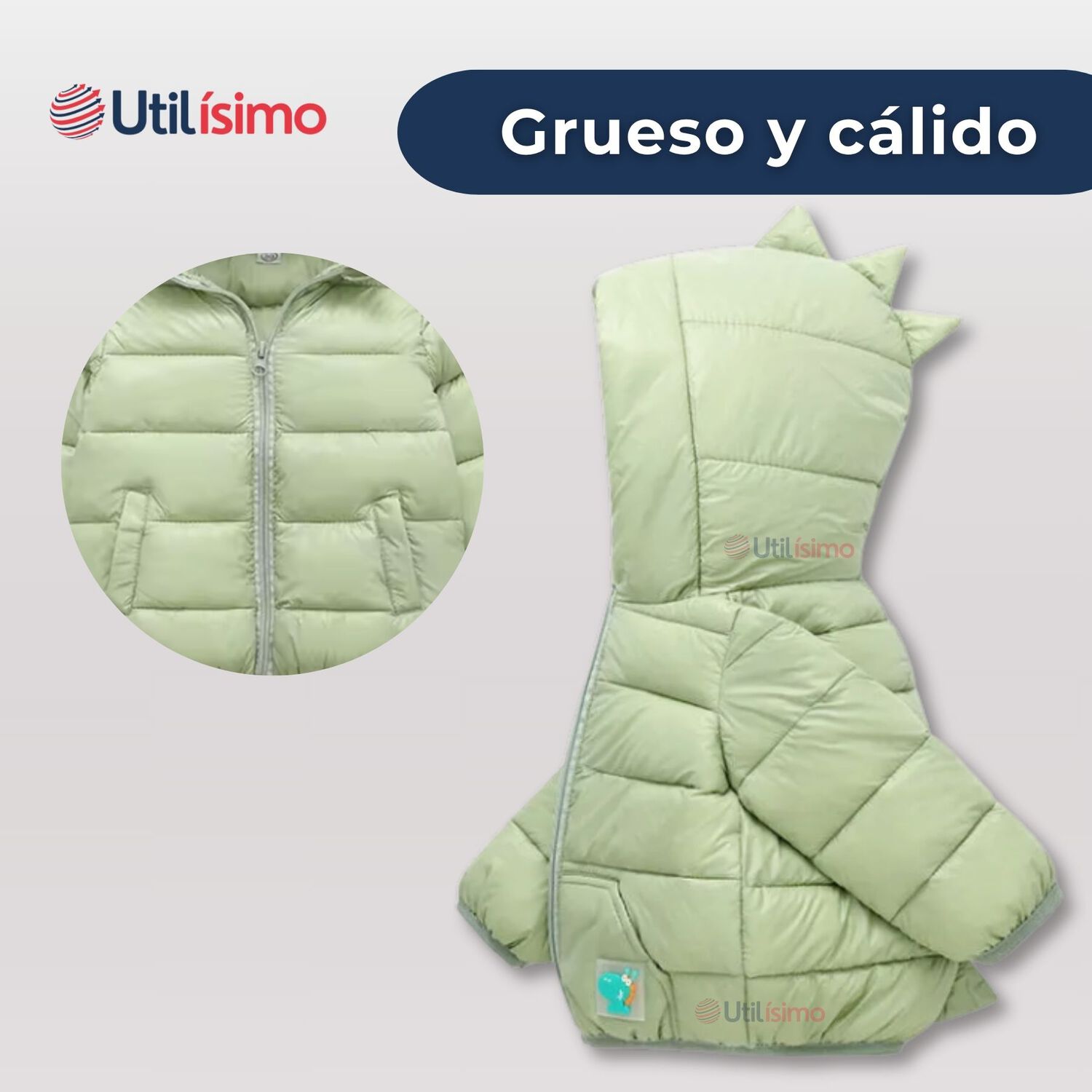 Parka Dinosaurio Con Capucha Manga Larga Ni&ntilde;o Jump Kids Verde Dinosaurio image number 3.0