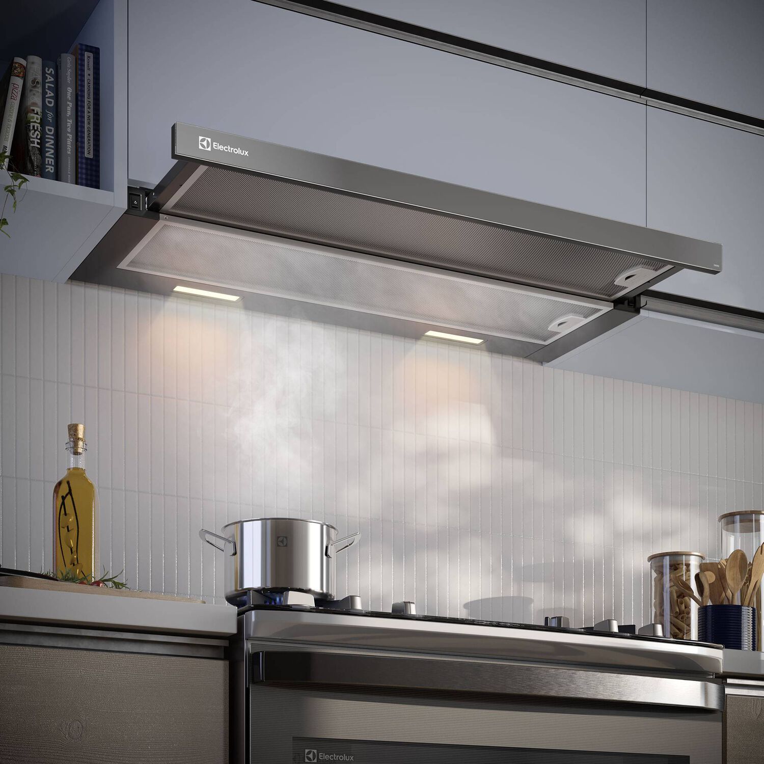 Campana Cocina extractora retr&aacute;ctil 90cm Luz Led De9ri Negra image number 4.0