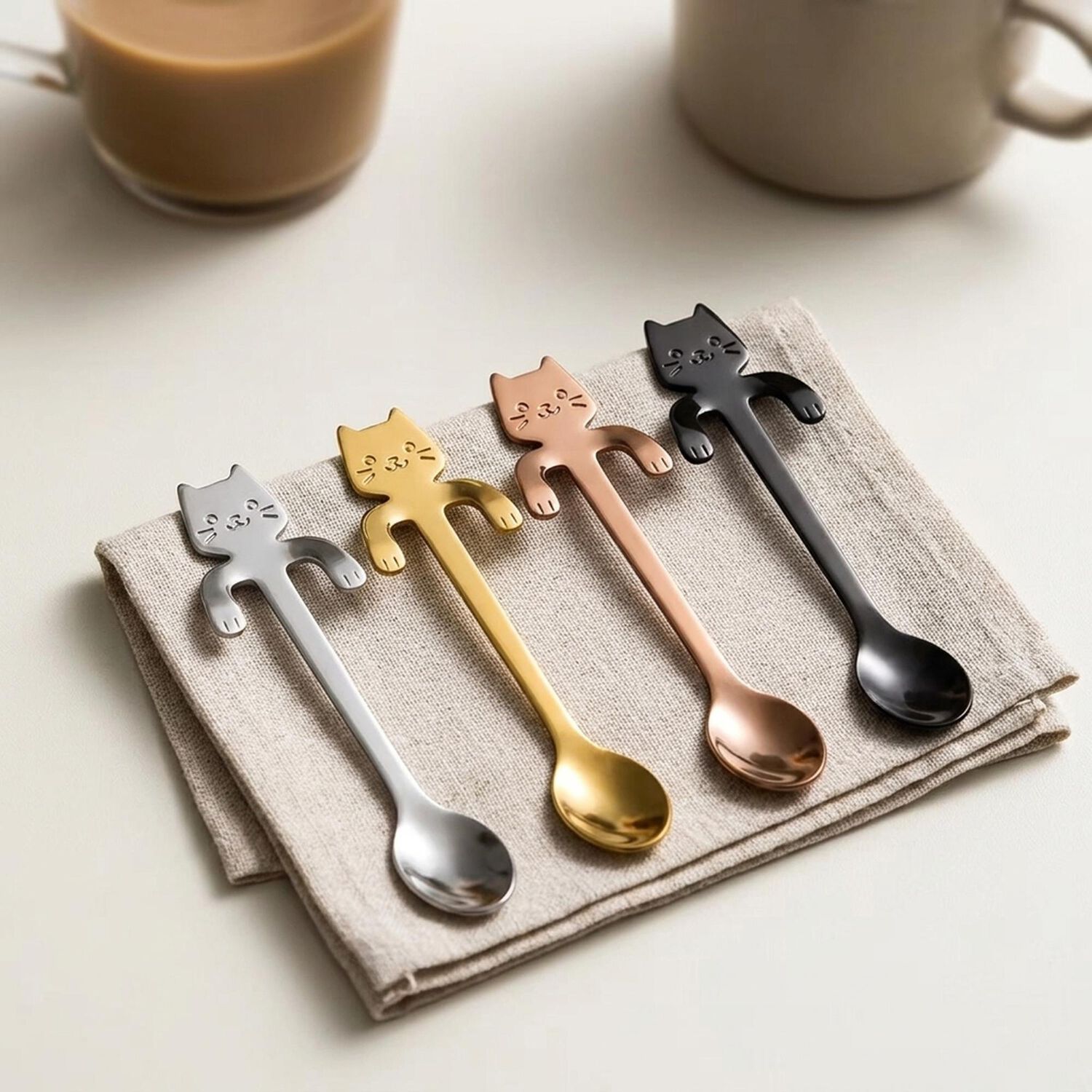 Set Pack 4 Cucharas Gatito Cut Kawaii Nekospoon image number 2.0