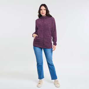 Polerón Polar Melange Cuello Alto Con Capucha Mujer Sexy Large Polerón Polar Melange Cuello Alto Con Capucha Mujer Sexy Large