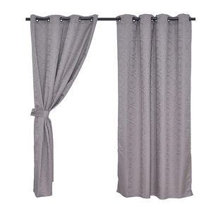 Set Cortinas Jacquard Argolla 140x220 Mandala Texturada Taup