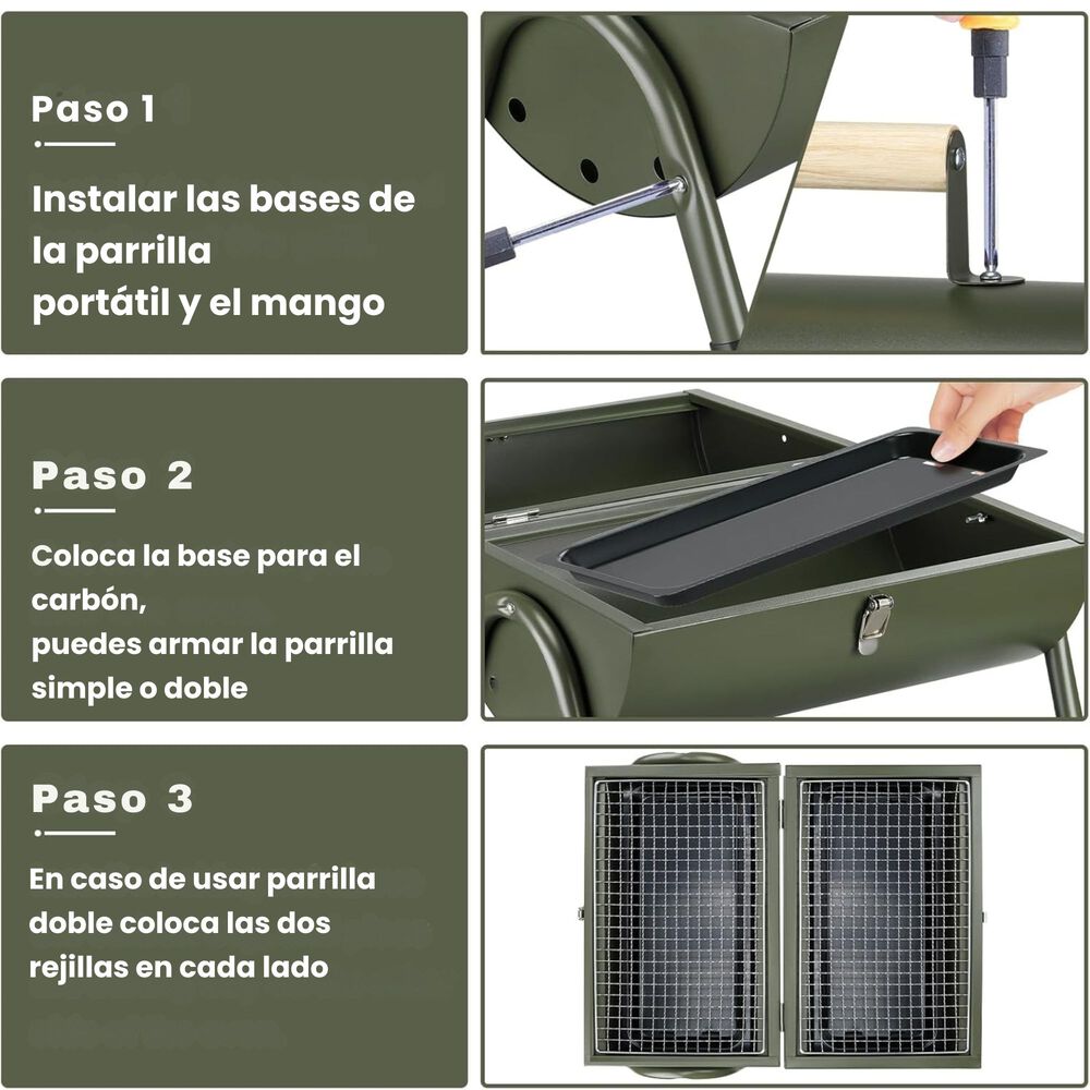 Parrilla Ahumador Doble Portatil Carbon Camping image number 3.0