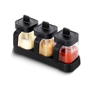 Set 3 Especieros Condimenteros De Vidrio Para Cocina