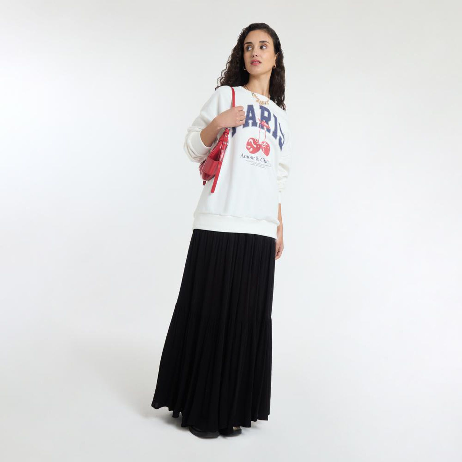 Poler&oacute;n Estampado Cuello Redondo Mujer Freedom image number 1.0