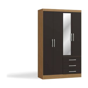 Closet Yardas Amelia Negro / Angel&iacute;n 4 Puertas 3 Cajones C/espejo