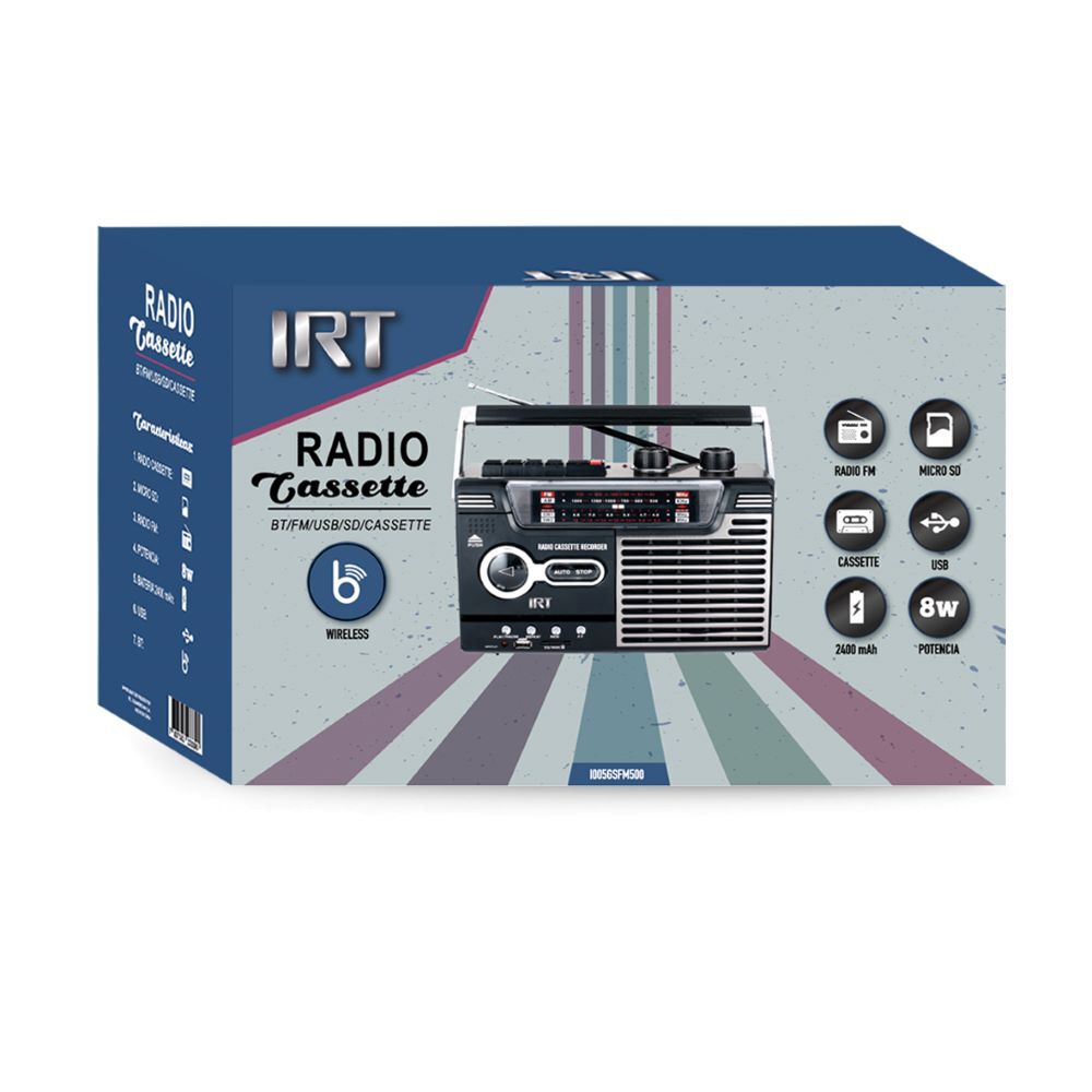 Parlante Retro Bluetooth Radio Cassette Aux Usb image number 1.0