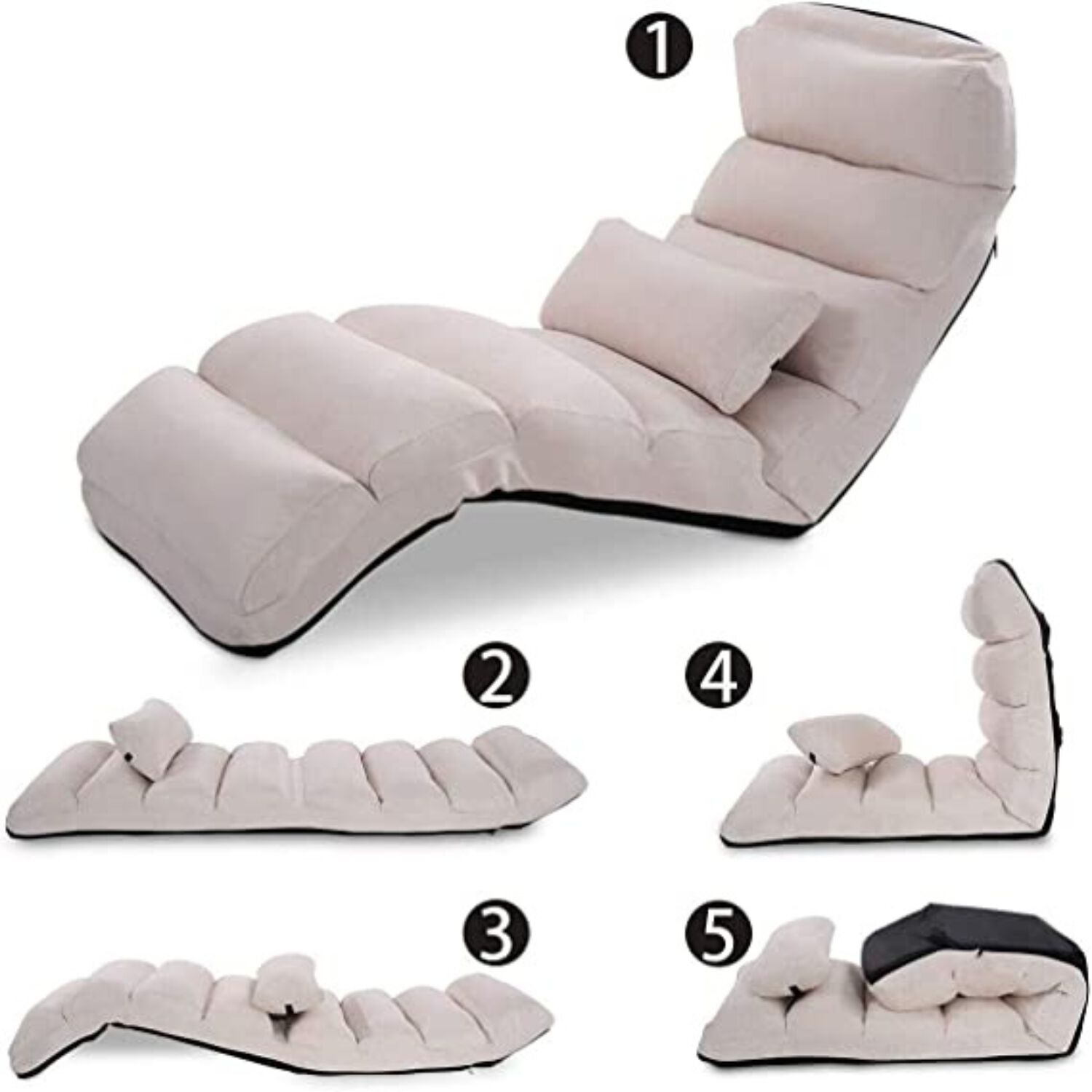 Coj&iacute;n Puf Sof&aacute; Reclinable Multifuncional Beige image number 2.0