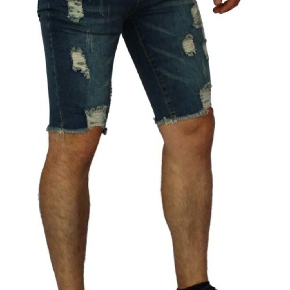 Short Súper Slim Destroyed Azul image number 1.0