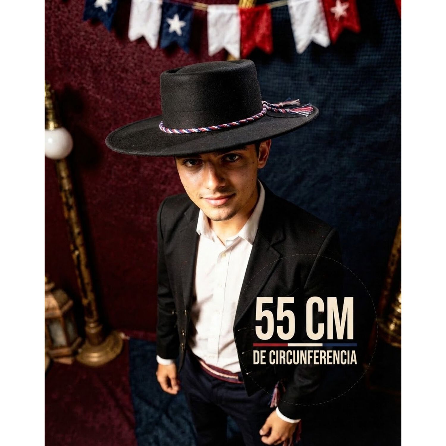 Sombrero Huaso Elegante Adulto Fiestas Patrias image number 29.0