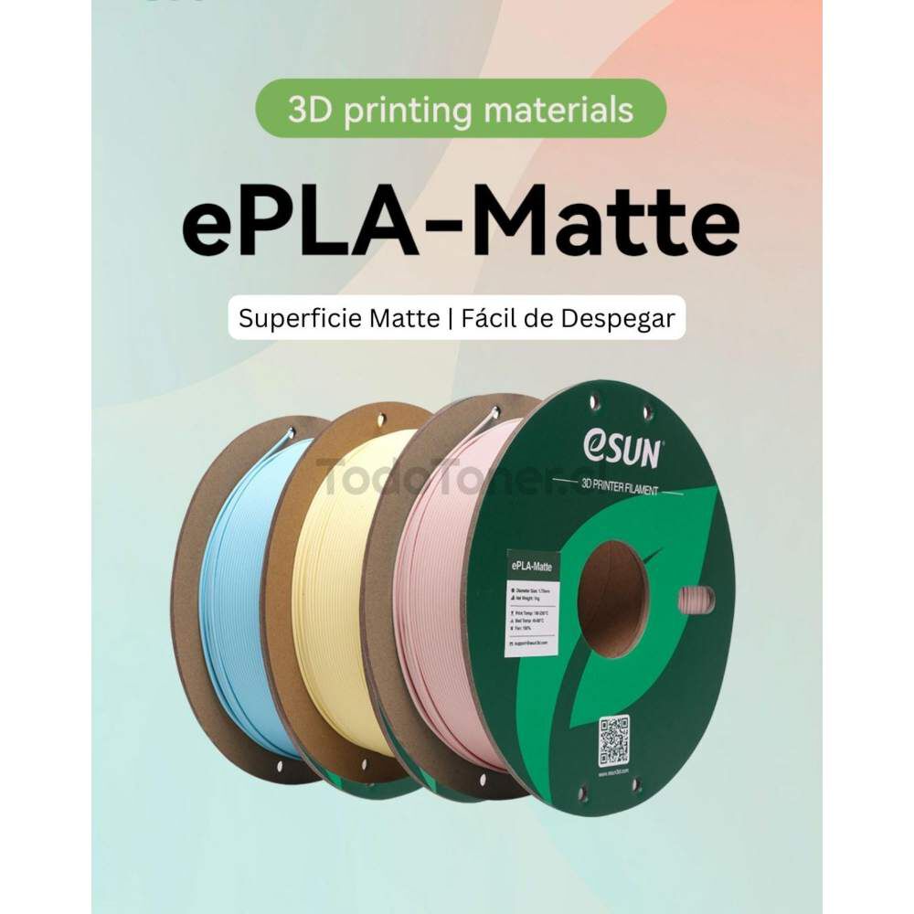 Filamento Pla Mate Amarillo Almendra 1kg Esun image number 2.0