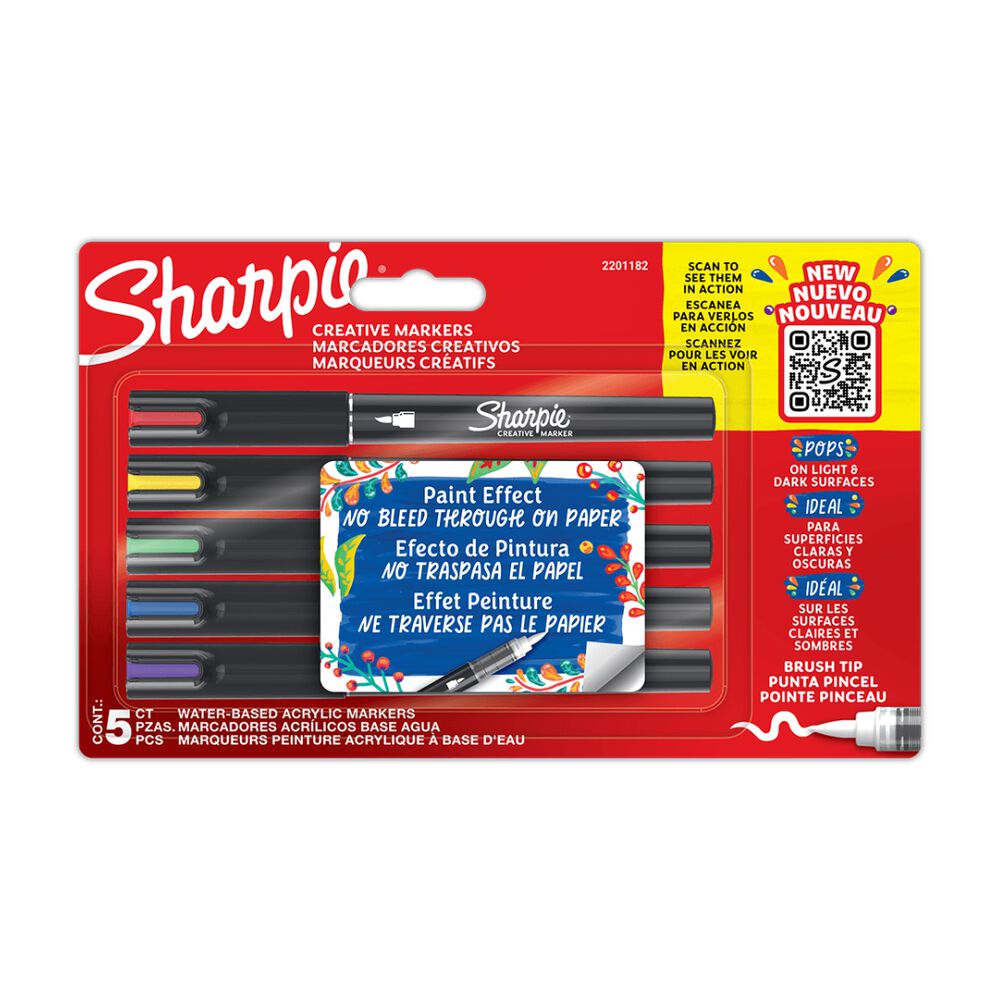 Sharpie Marcadores Acrílico Punta Pincel 5 Colores Surtidos image number 0.0