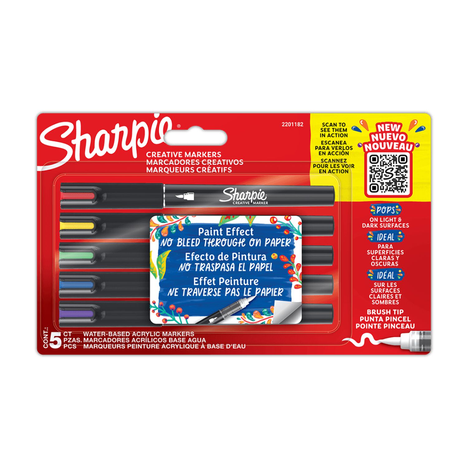 Sharpie Marcadores Acr&iacute;lico Punta Pincel 5 Colores Surtidos image number 0.0