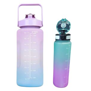 Pack 2 Botellas Agua Motivacionales De 2 Litros Y 900 Ml
