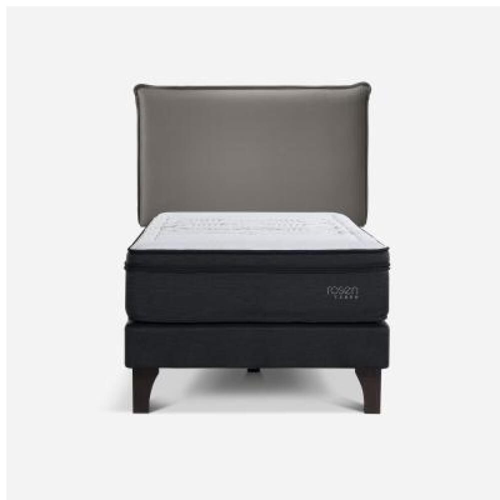 Cama Europea Rosen Tempo / 1.5 Plazas / Base Normal  + Respaldo Maurice Gris image number 6.0