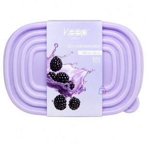 Set 3 Contenedores Herm&eacute;ticos Apilables Keep 950ml - Ps
