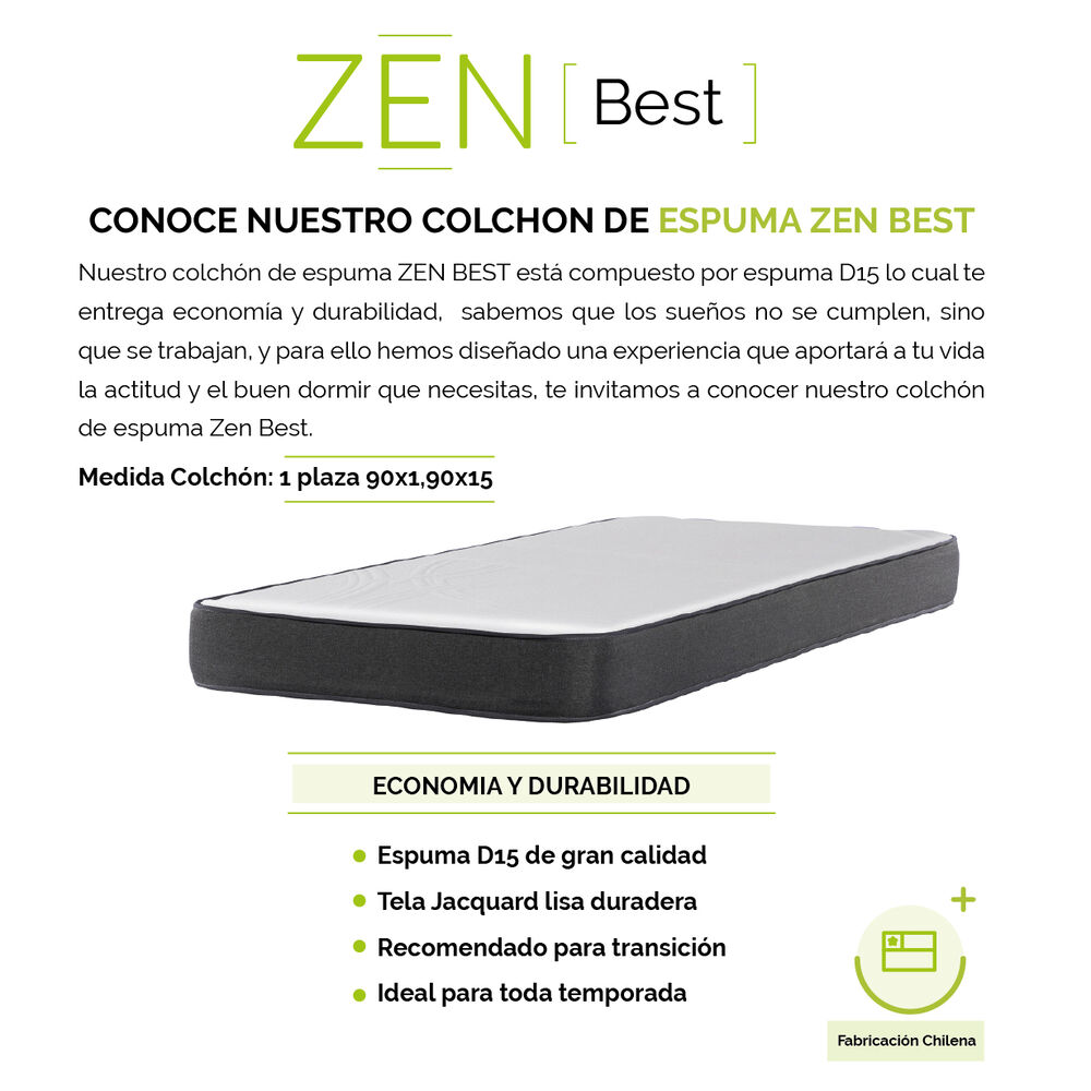 Camarote Desmontable Zen + Colchones Best Espuma 1 Plaza Madera image number 3.0