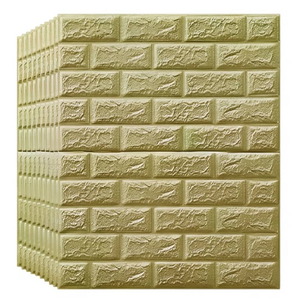 Pack 10 Lamina Papel Mural Autoadhesivo 3d Ladrillo 70x77 Beige image number 0.0