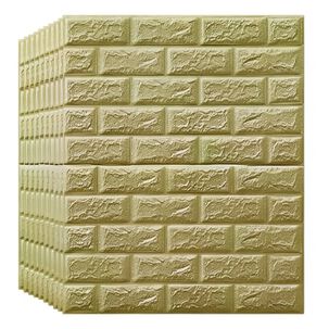 Pack 10 Lamina Papel Mural Autoadhesivo 3d Ladrillo 70x77 Beige