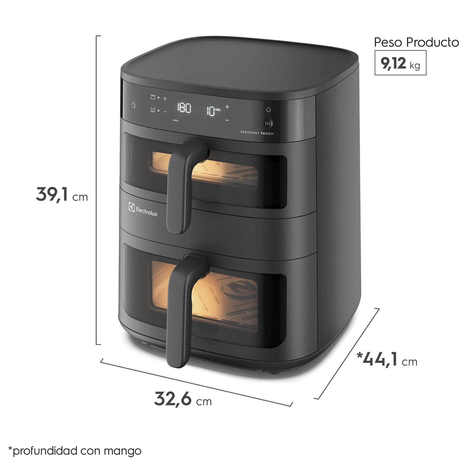 Freidora De Aire 11l Digital Dual Doble Cesta 2500w Eaf190 image number 2.0