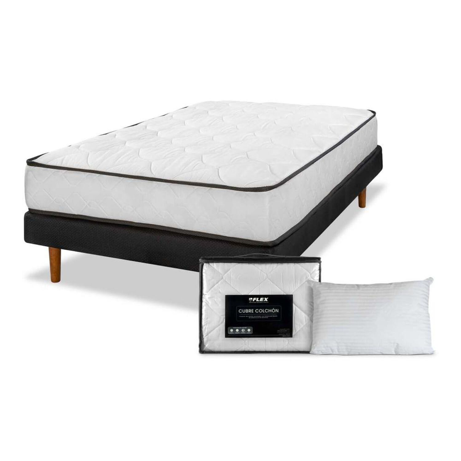 Cama Europea Flex New Simple / 1.5 Plazas / Base Normal + Almohada + Cubrecolch&oacute;n image number 0.0
