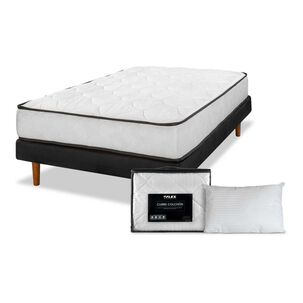 Cama Europea Flex New Simple / 1.5 Plazas / Base Normal + Almohada + Cubrecolch&oacute;n